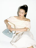 (Ash Blue)Mini Hobo Crossbody Bag-TENERA Handwoven Suede Collection - TENERA
