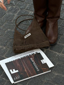 Mini Suede Shoulder Bag with Fringe