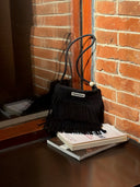 Mini Suede Pearl Bag with Fringe