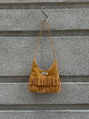 Mini Suede Shoulder Bag with Fringe