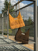 Mini Suede Shoulder Bag with Fringe