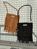 Mini Suede Pearl Bag with Fringe