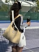 Handwoven Suede Hobo Shoulder Bag