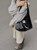 (Obsidian Black)Ballerina Linen Shoulder Bag-TENERA Ballerina Collection - TENERA