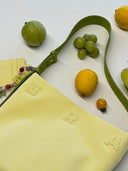 (Creamy Yellow & Olive Green)Color-Block Mini Bucket Bag-TENERA Velvet Collection - TENERA