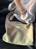 Handwoven Suede Hobo Shoulder Bag