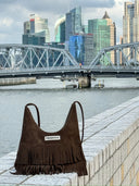 Mini Suede Shoulder Bag with Fringe