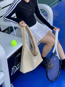 Handwoven Suede Hobo Shoulder Bag
