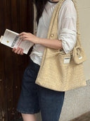 Handwoven Suede Hobo Shoulder Bag
