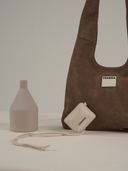 TENERA Brown Still Life Suede Hobo Shoulder Bag