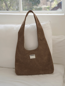 TENERA Brown Still Life Suede Hobo Shoulder Bag